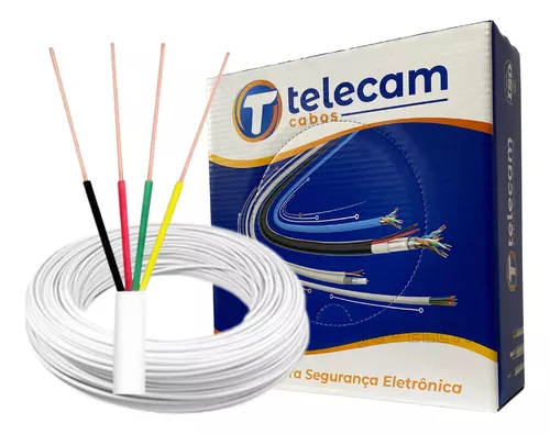 Cabo Alarme 4 Vias 2 Pares 4X50mm Liga Cobre 100Mts-Telecam