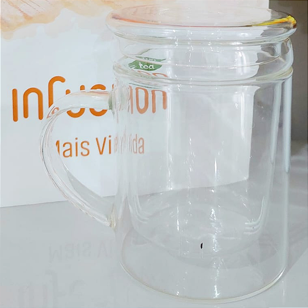 Caneca de Chá com Infusor de Vidro Borossilicato 450ml