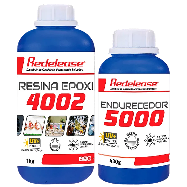Resina Epoxi 4002 Alta Viscosidade ULTRA TRANSPARENTE e Proteção UV (Com Endurecedor) [1,430 Kg]
