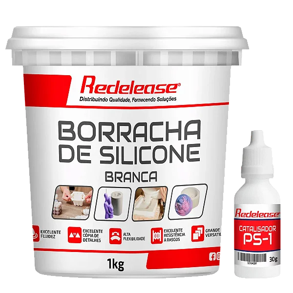 Borracha De Silicone Branca Alta Flexibilidade para Moldes Com Catalisador (1,030 Kg)