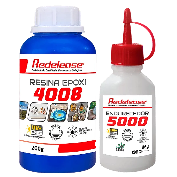 Resina Epoxi 4008 Baixa Viscosidade ULTRA TRANSPARENTE e Proteção UV Com Endurecedor (286 g)
