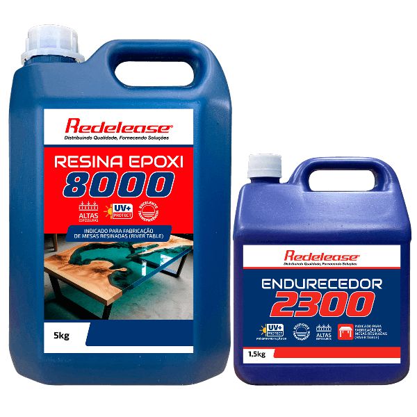 Resina Epoxi Plus 8000 Transparente Para Altas Espessuras Com Proteção UV Com Endurecedor (6,500 Kg)
