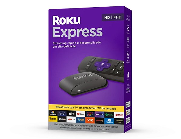 Roku Express TV HD/Full HD Cabo HDMI Controle Remoto Wi-Fi