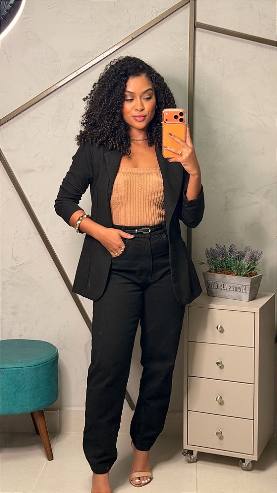 Calça jeans Mom Preta