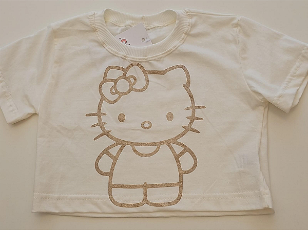 Blusa Cropped Infantil Hello Kitty Brilho