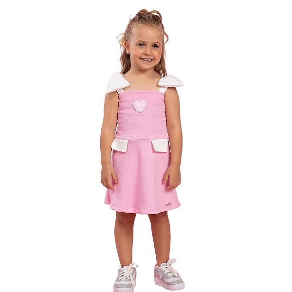 Vestido Infantil Rosa com Laços
