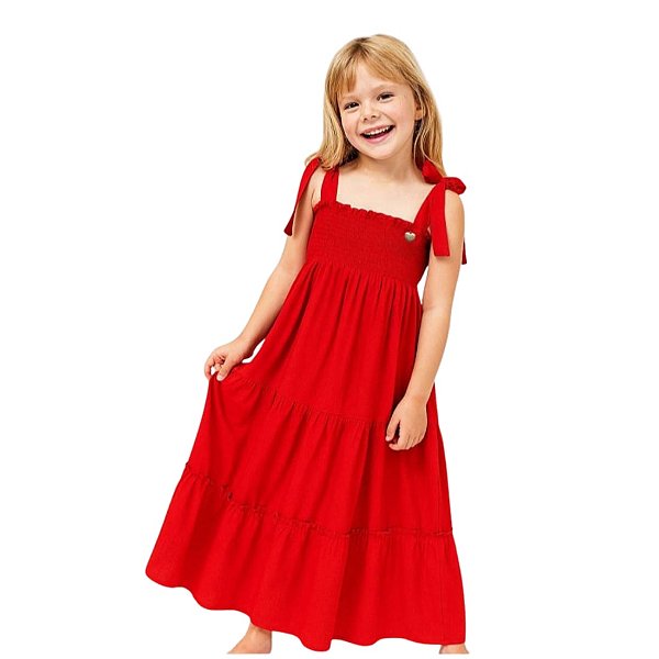 Vestido Infantil Vermelho com Amarração