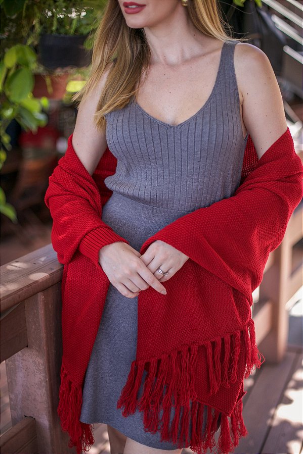XALE COM FRANJAS EM TRICOT