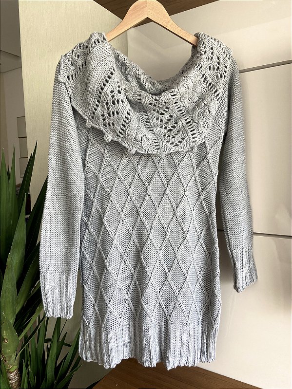 BLUSA GOLA RENDADA EM TRICOT