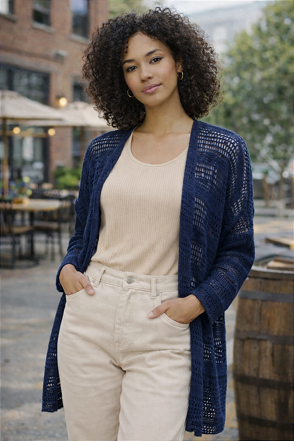 CARDIGÃ RENDADO EM TRICOT