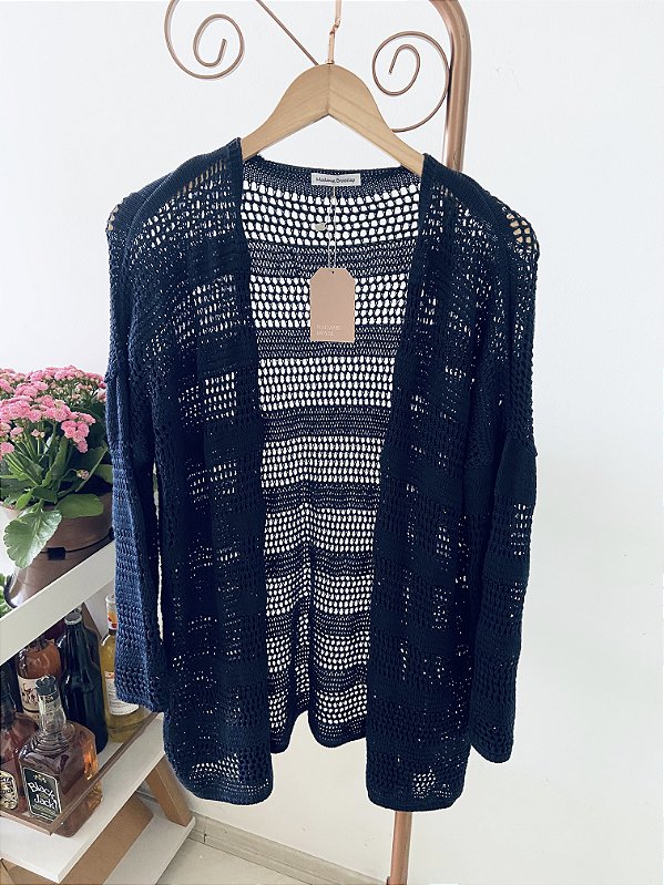 CARDIGÃ RENDADO EM TRICOT