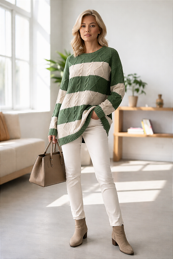 MAXPOOL LISTRADO EM TRICOT MOUSSE