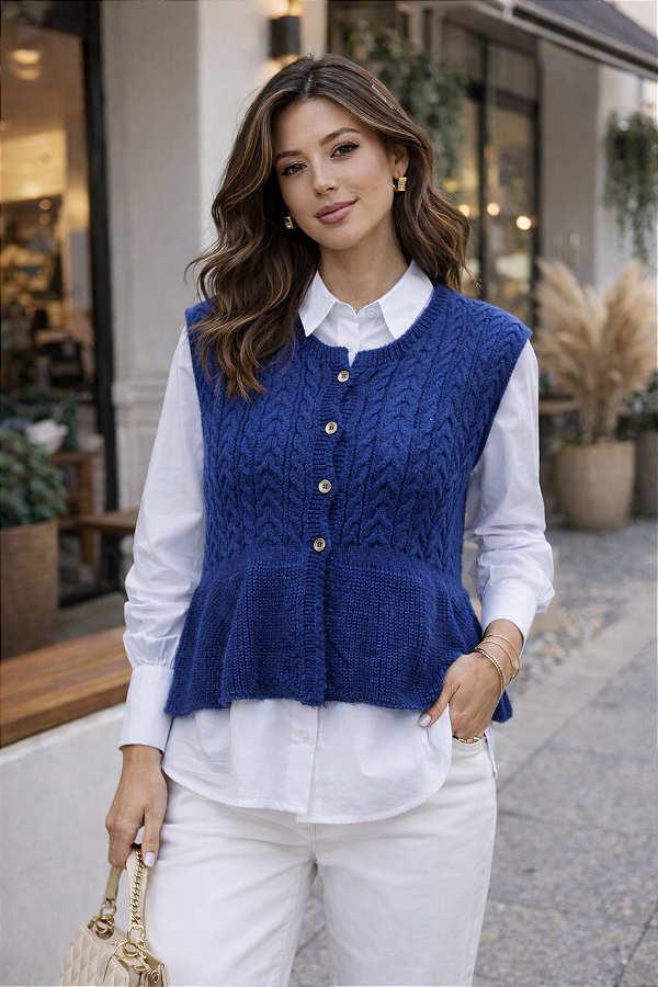 COLETE BABADO NA BARRA EM TRICOT