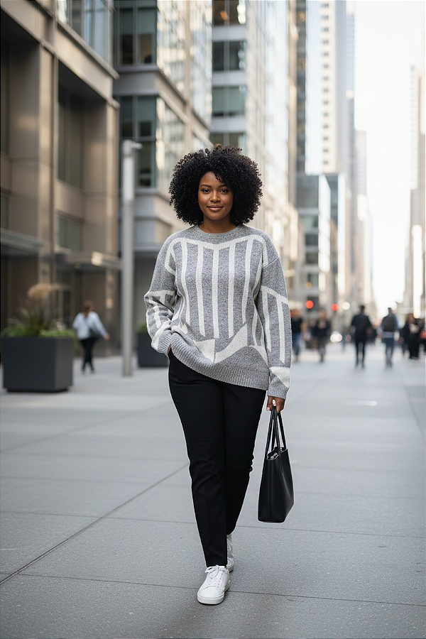 BLUSA EM LISTRAS EM TRICOT