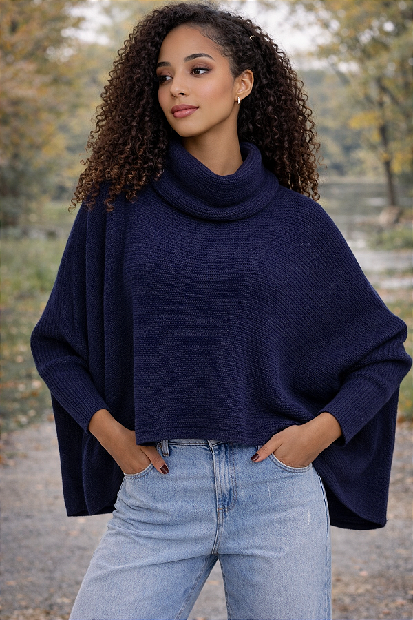 BLUSA MULLET GOLA ALTA EM TRICOT