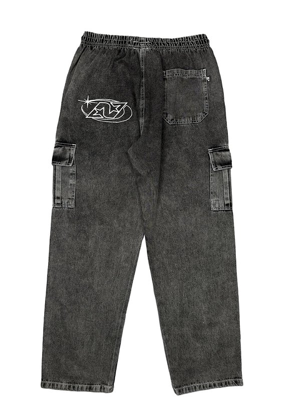 CALÇA CARGO JEANS NEW LIFE NEW STAR BLACK