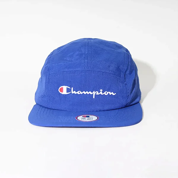 BONÉ CHAMPION FIVE PANEL MICRO MINI SCRIPT BLUE