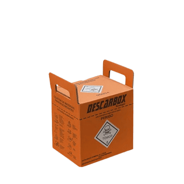 Descarbox Coletor para Material Perfurocortante Laranja Descartável 13L - Kit 5un