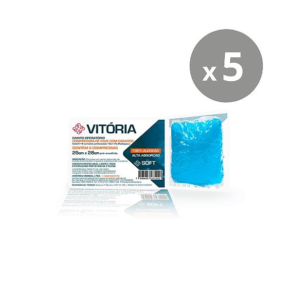 American Medical Campo Operatório Estéril Vitoria Soft 17g 25x28cm com 5un - Kit 5un