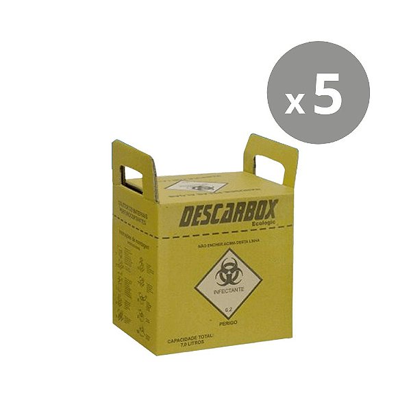 Descarbox Coletor para Material Perfurocortante Ecologic Descartável 7L - Kit 5un