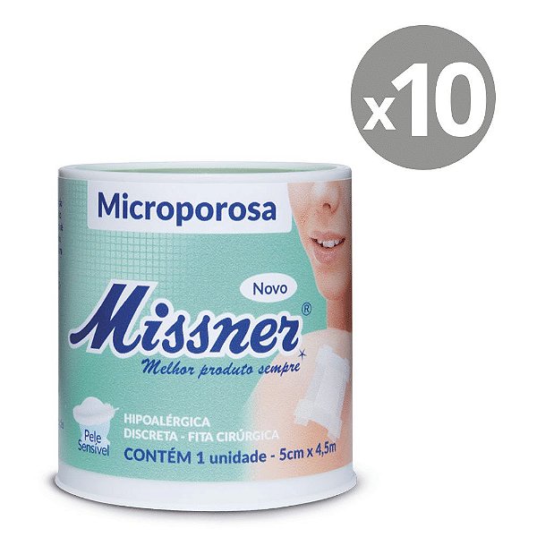 Kit Missner Fita Microporosa Branca 5cm x 4,5m - 10 und.