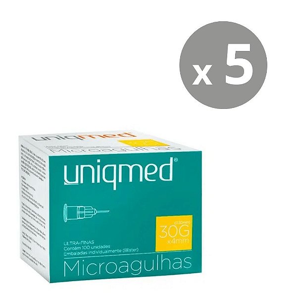 Kit Uniqmed Microagulhas 4mmx30g Caixa com 100 Unidades -  5 Und.