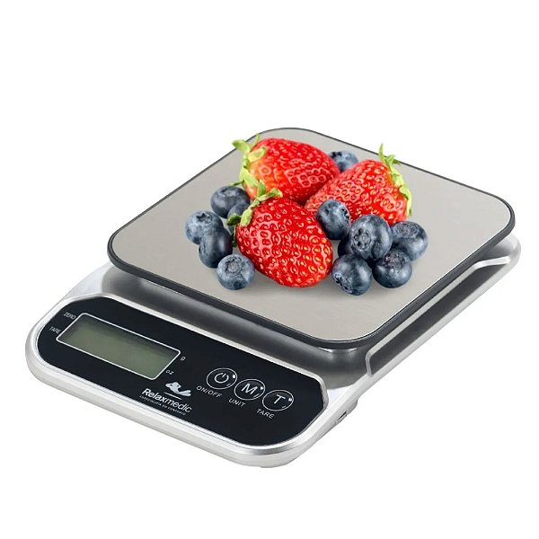 RelaxMedic Balança De Cozinha Digital X6 Até 5kg C/ Precisão Cor Cinza