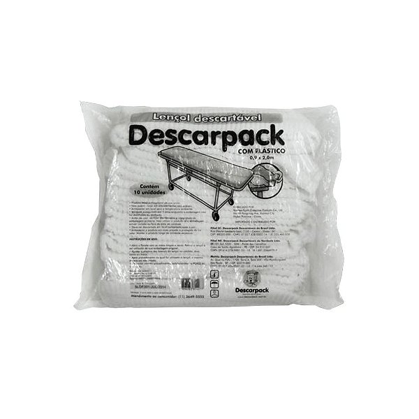 Descarpack Lençol Descartável com Elástico 0,9x2m com 10un