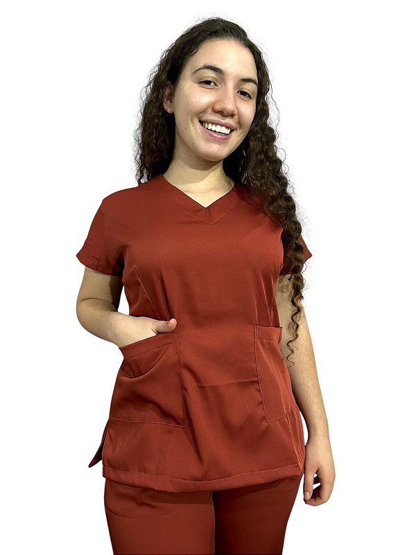 Conjunto tradicional feminino terracota