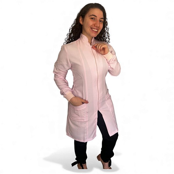 Jaleco de zíper rosa bebe