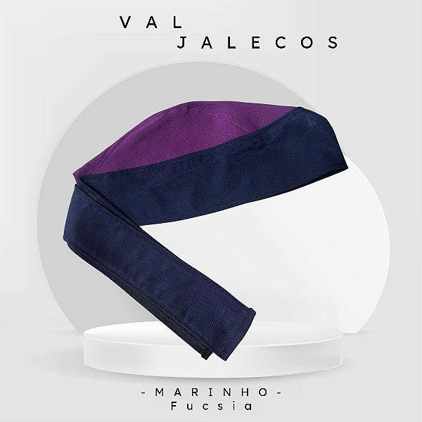 Touca bandana azul marinho com fucsia
