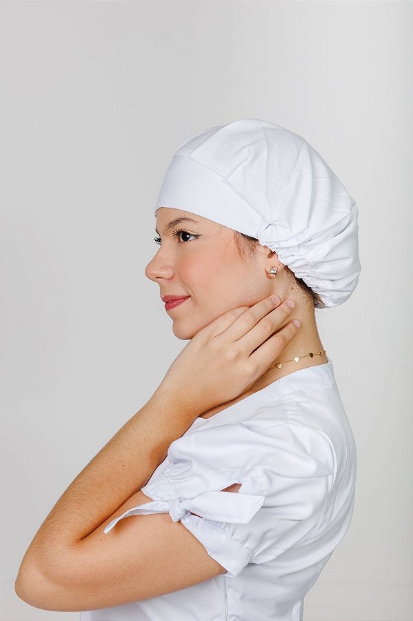 Touca com elástico branca