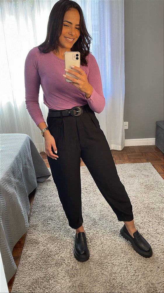 Blusa manga longa viscolinho