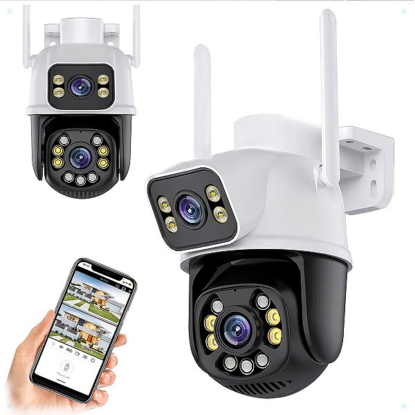 Câmera Wifi A28 Full Hd Externa Prova D'água Lente Dupla Ip66