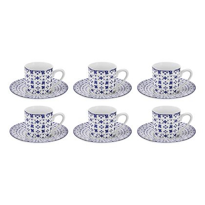 Jogo C/12 peças Xícaras c/pires Café Porcelana 90ml Hauskraft