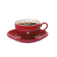 Jogo C/12 peças Xícaras c/pires Chá Porcelana 160ml Lamour Vermelho Hauskraft