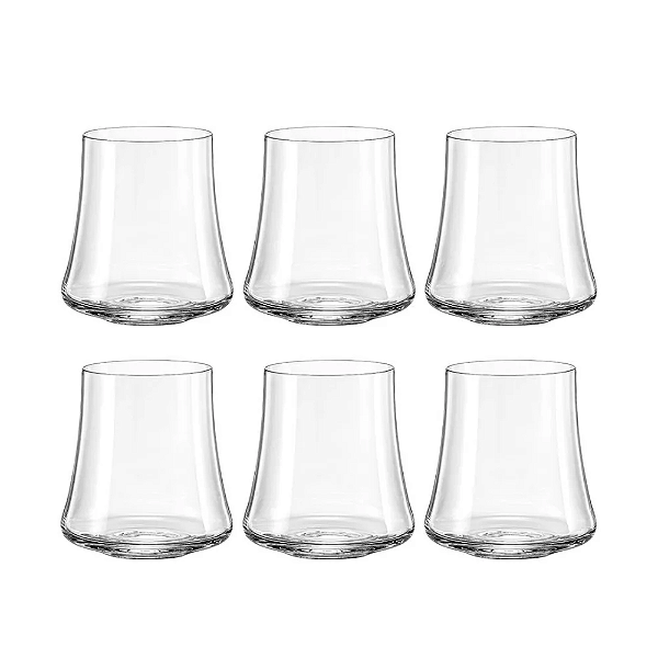 Jogo com 6 Copos de Cristal para Whisky 350 ml Linha Xtra Bohemia