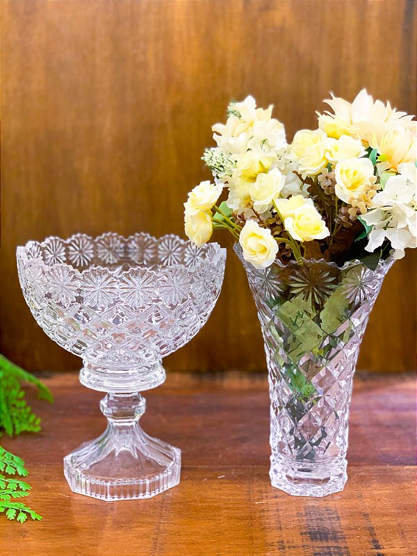 Centro de Mesa Decorativo com pé Diamond 20 X 24cm LYOR 3328