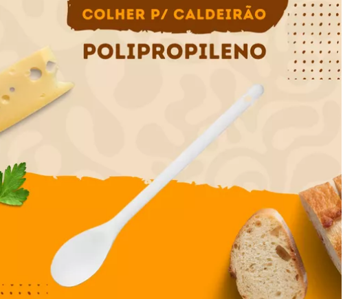 Colher Para Caldeirão 45cm Polipropileno Resistente Prática Hercules