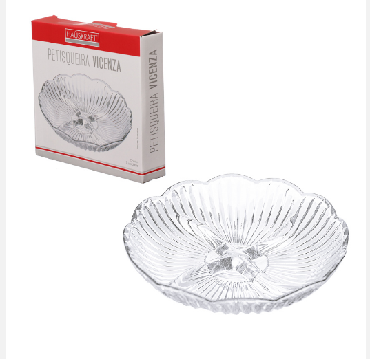 Petisqueira de Vidro 4 Divisorias Vicenza 18,5 cm