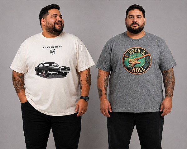 Kit 2 Camisetas Masculina Estampas Sortidas Plus Size XP AO G5