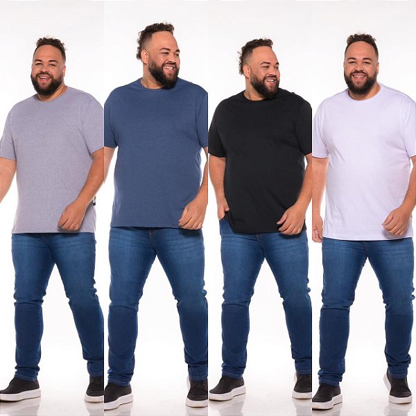 Kit 4 Camisetas Básicas Masculina  Plus Size XP AO G5