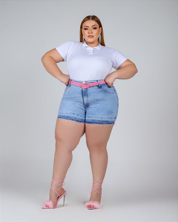 Short Jeans Stretch Feminino Plus Size Pequenos Defeitos 44 ao 70