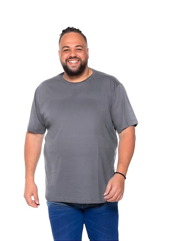 Camiseta Básica Masculina Chumbo Plus Size XP ao G5