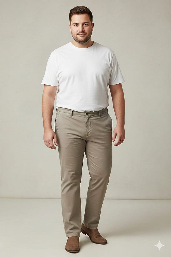 Calça Masculina Social Esporte Fino Plus Size Cáqui 50 ao 80 2080