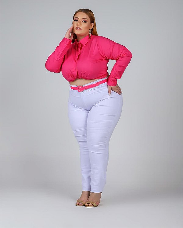 Calça Branca Sarja Stretch Plus Size Do 44 ao 70 1452