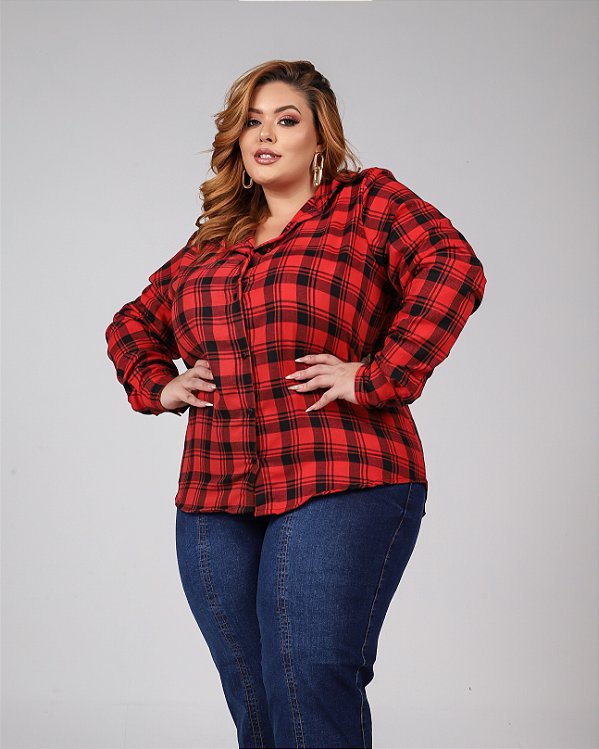 Camisa Feminina Xadrez Flanelada Pequenos Defeitos Plus Size