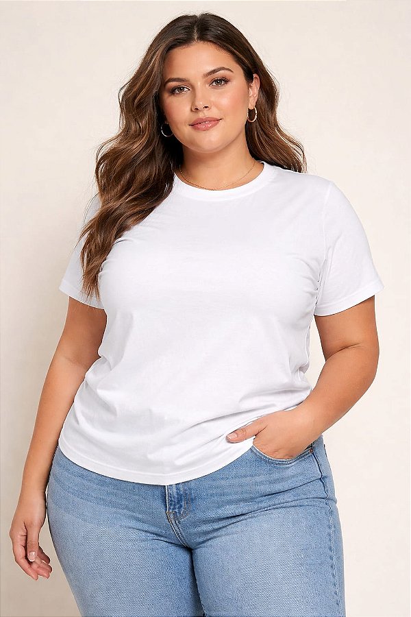 Camiseta Básica Feminina Branca Plus size do XP ao G5