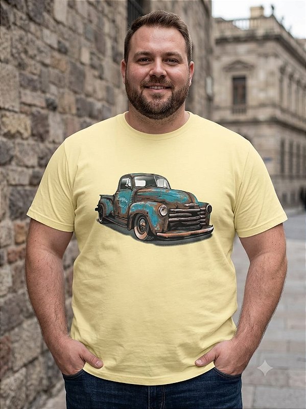 Camiseta Estampada Masculina Chevrolet Amarela Plus Size XP ao G5
