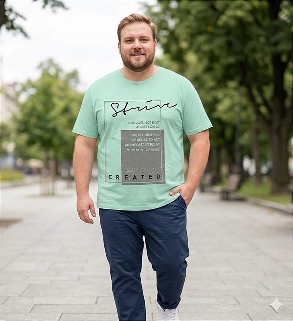 Camiseta Estampada Strive Created Verde Plus Size XP ao G5